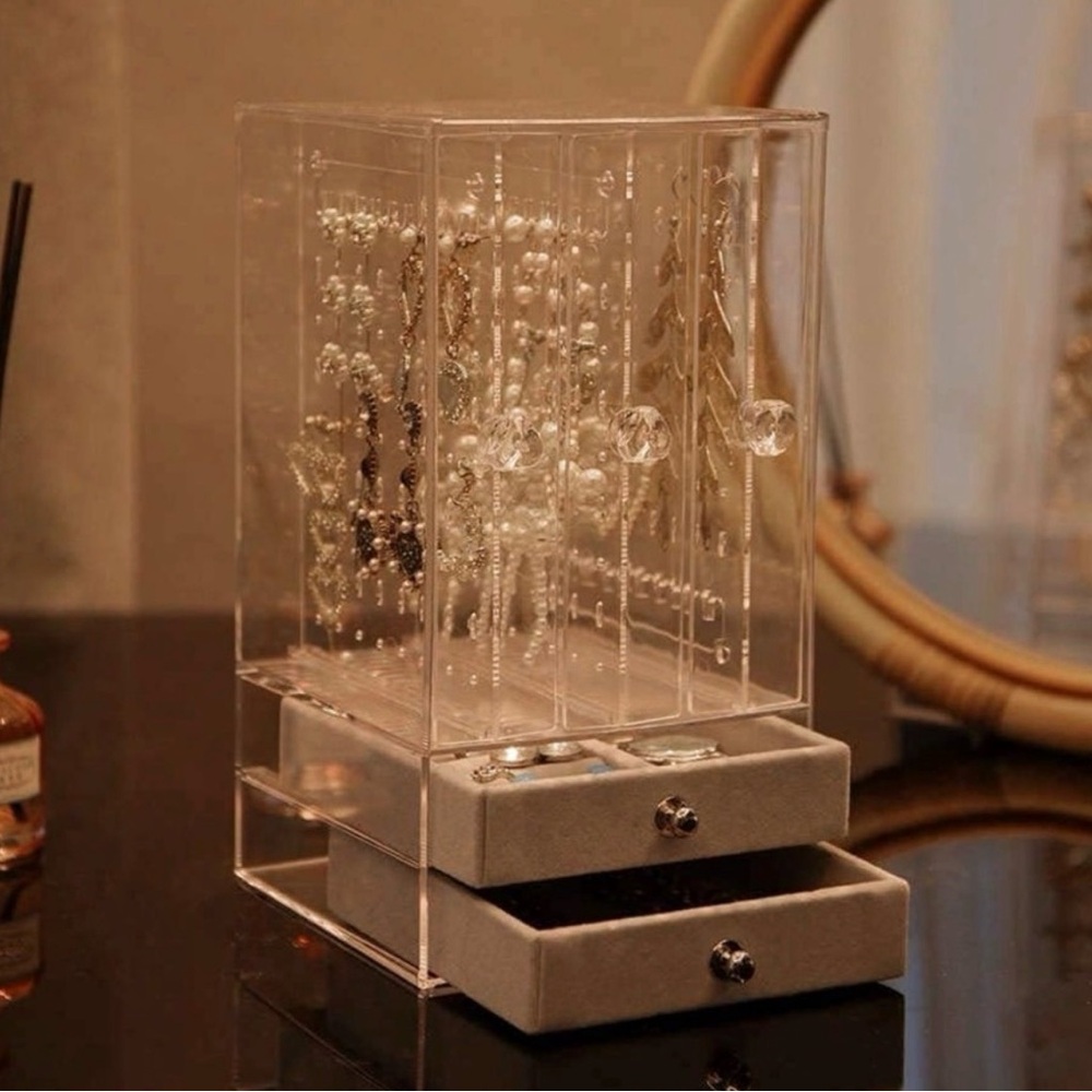 Elevate Your Vanity: Clear Acrylic & Velvet Jewelry Organizer